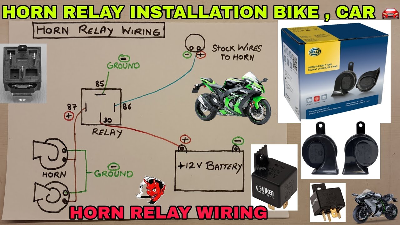 HORN RELAY INSTALLATION ANY CAR,BIKE OR SCOOTY /HORN 📯RELAY YouTube