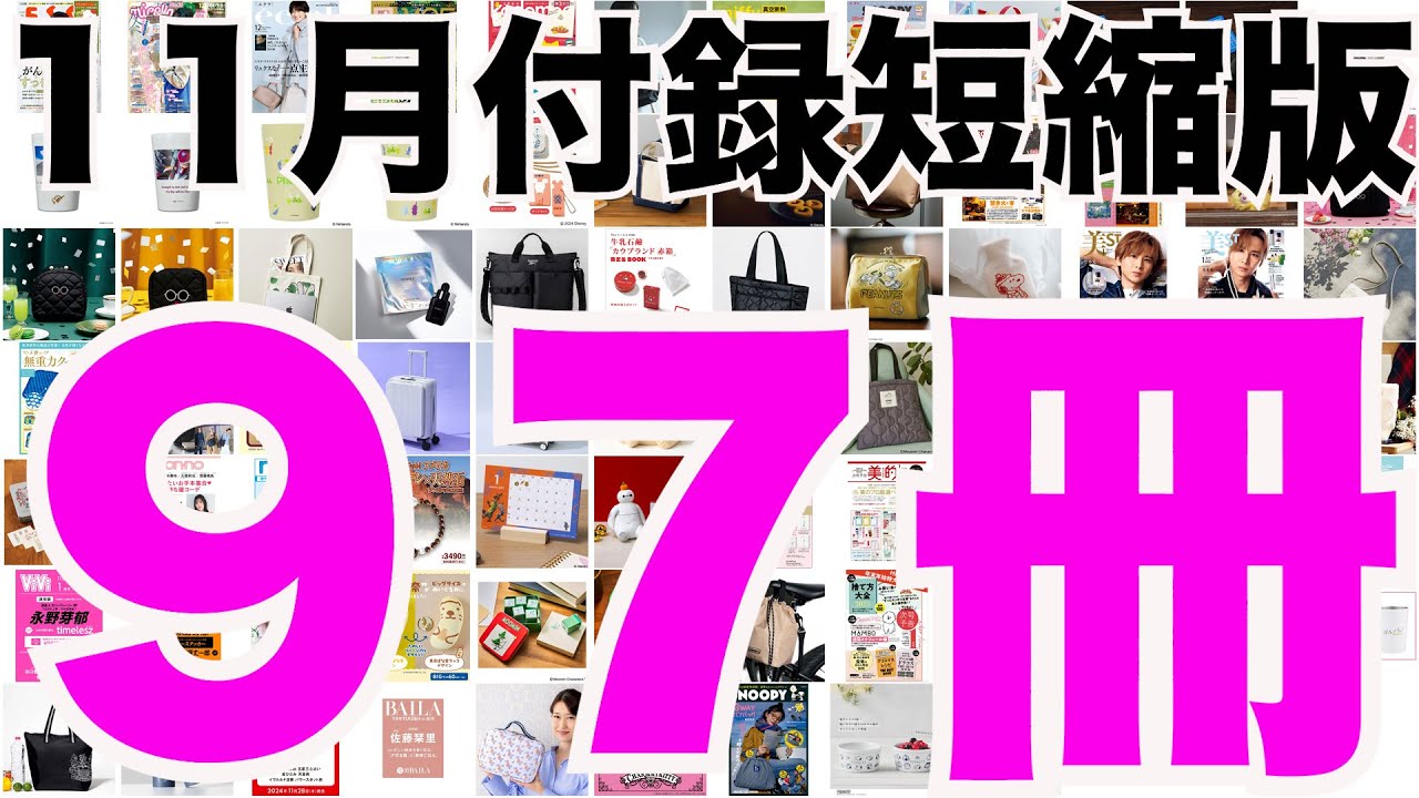 雑誌付録】短縮版11月発売予定の付録まとめ(2024/11/1～11/30分 97冊