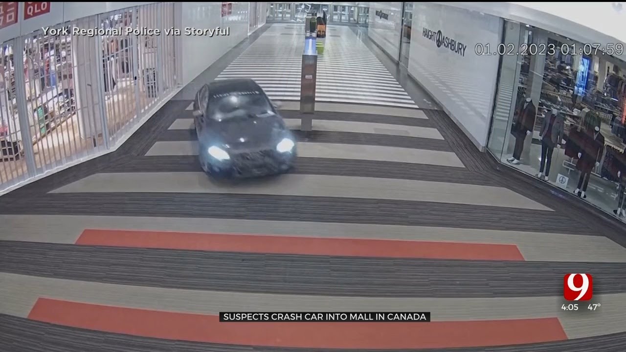 Car Crashes Into Canada Mall; Police Still Searching For Suspects - YouTube