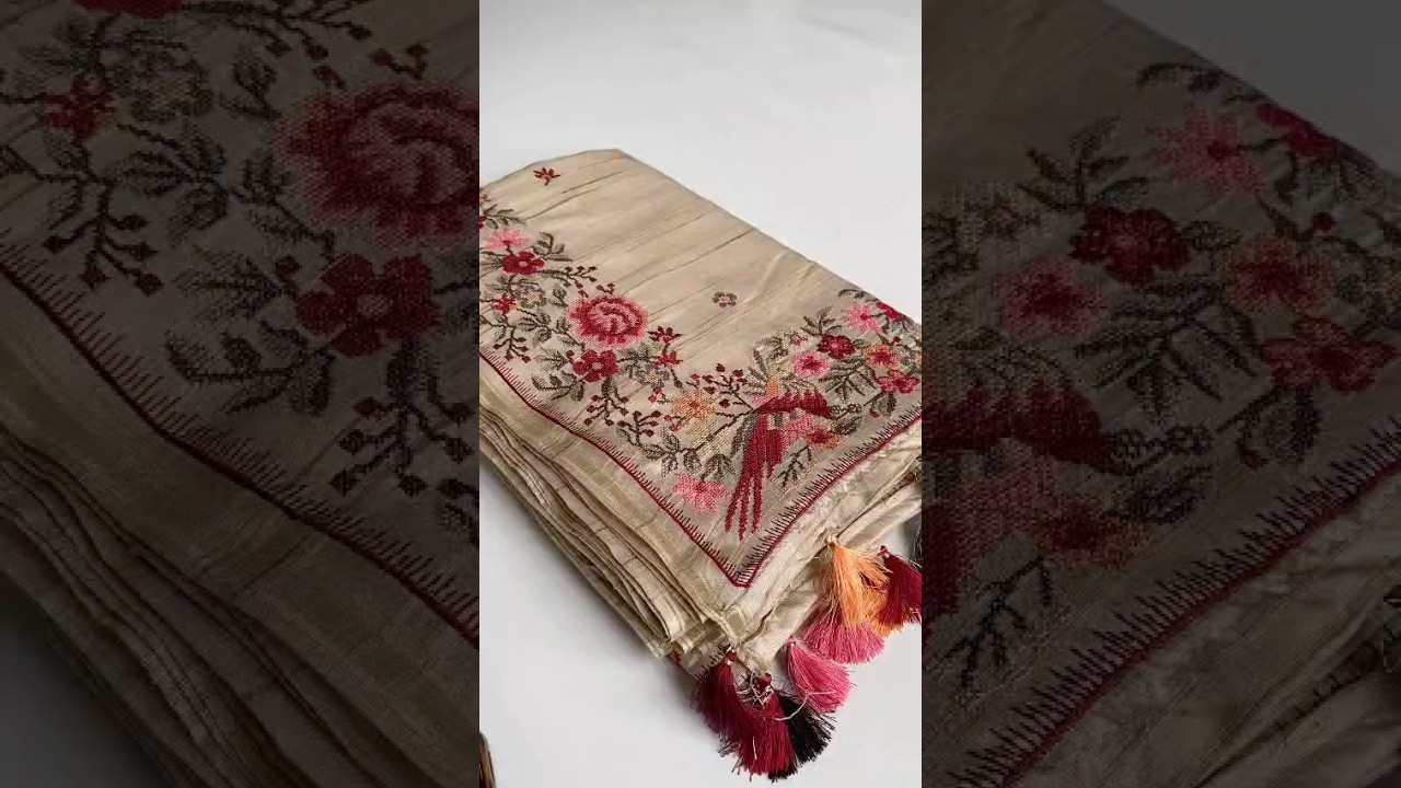 Handloom-Inspired Tussar Silk Embroidery Saree