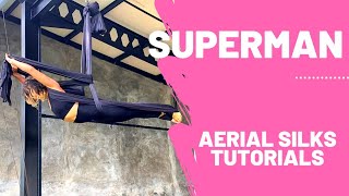 Aerial silks tutorial. Superman trick. Beginner - Intermediate level