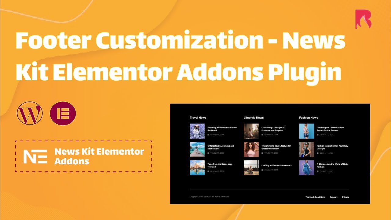 Footer Customization - News Kit Elementor Addons Plugin - YouTube