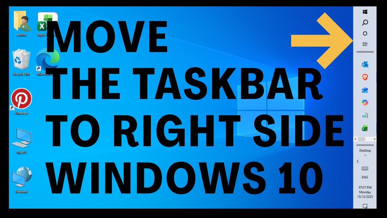 Как переместить панель задач в правую часть экрана в Windows 10 | 2 простых способа для лучшего р...