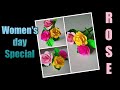 Womens day special beautiful rose flowers  beautiful paper rose making  paper rose  diy rose 