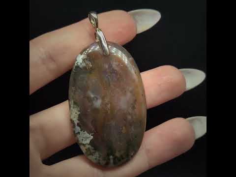 Кулон срібний з природним моховим агатом, ручна робота, видео 1