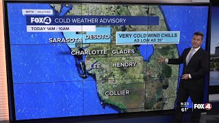 A cold, cloudy and breezy day on the way after early morning rain
