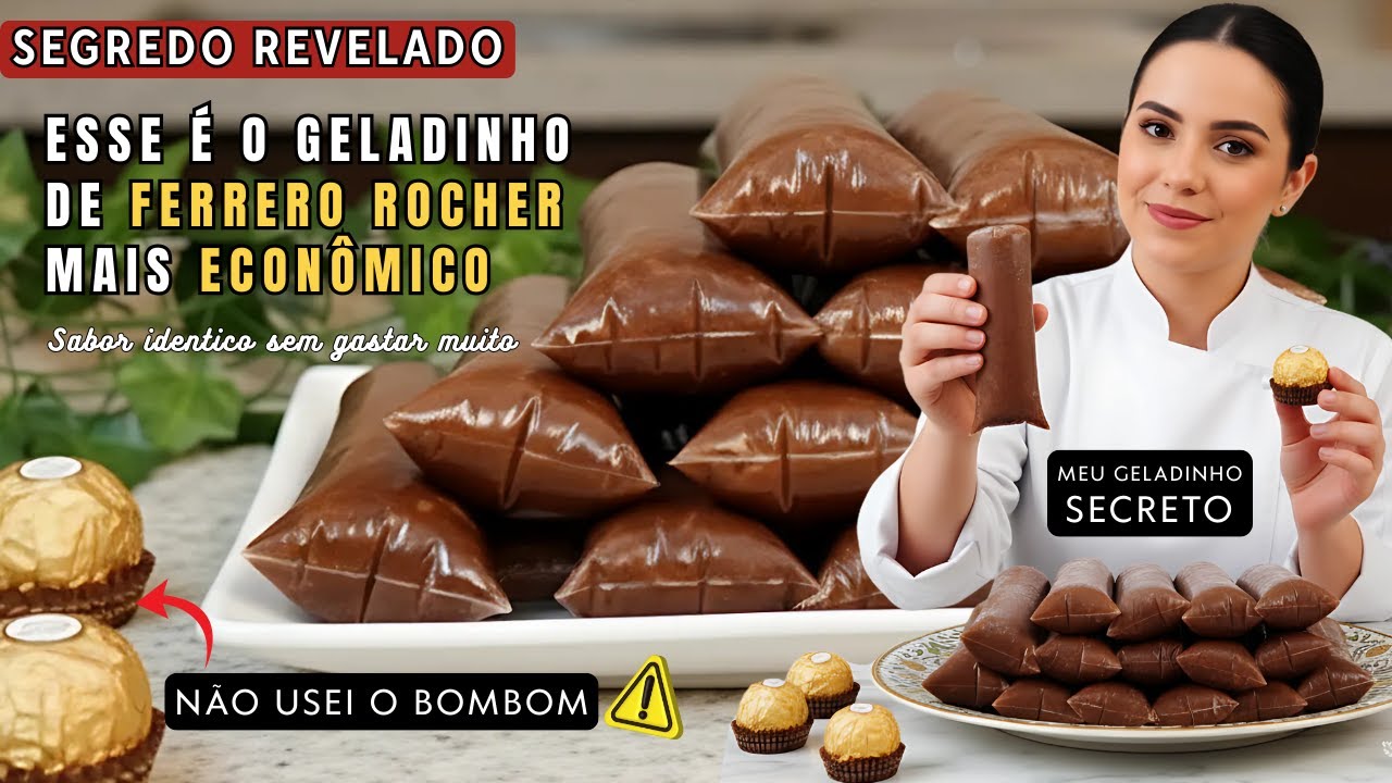 👉 Fiz Geladinho Ferrero Rocher Sem Usar o Bombom😱 Segredo Para ter o Sabor Idêntico Sem Gastar Muito