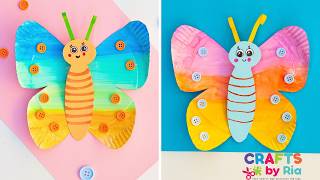 Paper plate butterfly craft with free printable template