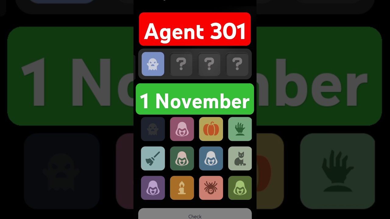 Agent 301 Combo Card | Agent 301 Daily Combo | Agent Combo Card 1 November | Agent 301 Combo Puzzle