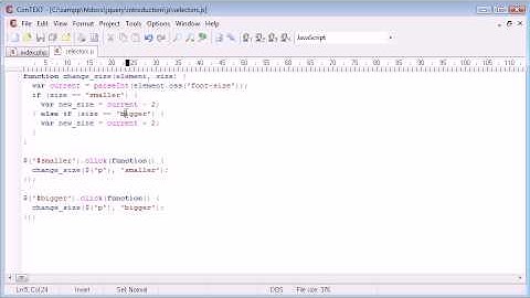jQuery Tutorial - 28 - Font size switcher