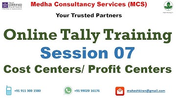 Session 07 - Cost Center / Profit Centers on Tally / Tally.ERP 9