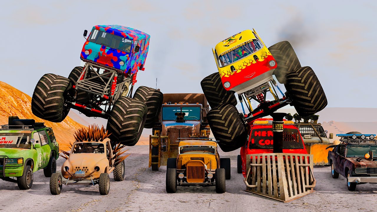Monster Truck VS Mad Max VS Road Rage #17 - Beamng Drive - YouTube