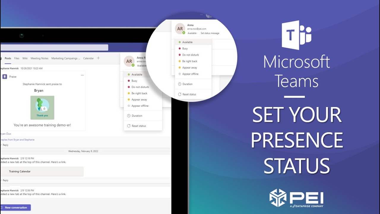 Microsoft Teams PEI How to Set Presence Status YouTube