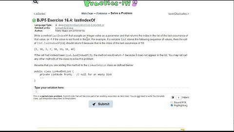Java Practice-It || 16.4 lastIndexOf || implementing, ListNodes, LinkedLists
