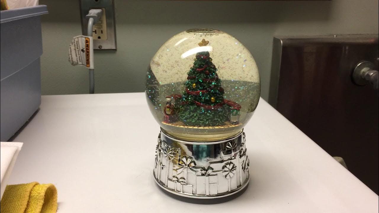 Vintage Christmas Glitter Snow Globe Music Box Moving Train Reed