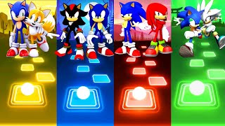 Sonic Tails vs Sonic Shadow vs Sonic Knuckles vs Sonic Silver Sonic - Tiles Hop Edm Rush