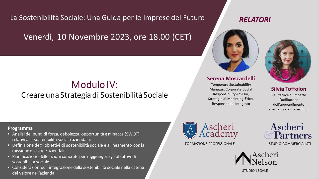 La Sostenibilità Sociale: Una Guida per le Imprese del Futuro - Modulo IV