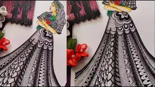 #doodleart #zentangleart Zentangle art of a Bride's Gown/ Doodle art of a Girl in a Gown.