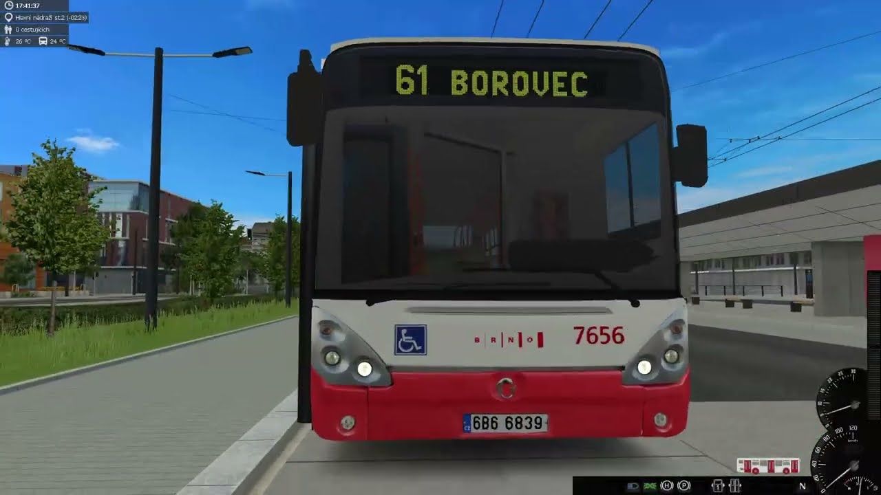 Linka 61 s autobusem Iveco Irisbus Citelis s evidenčním číslem 7656 od dopravního podniku města Brna