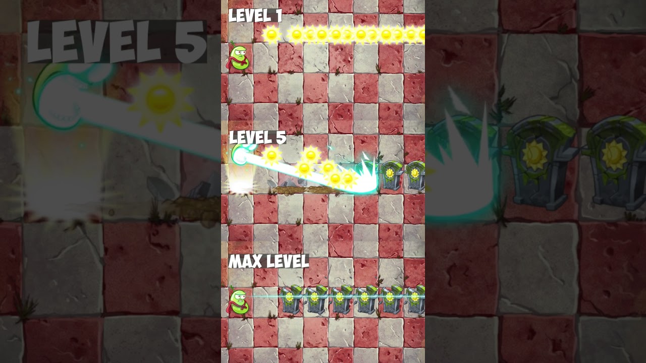 Pvz 2  - Laser Bean with a Plant food Vs 6 Sun Gravestones 