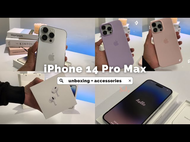 iPhone 14 Pro Max unboxing silver 512gb (aesthetic) + Airpods Pro 2, accessories & camera test