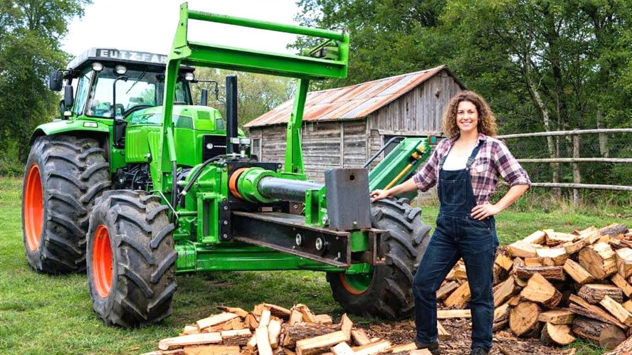 Brutal Wood Power: Industrial Log Splitters & Wood Chippers in Action