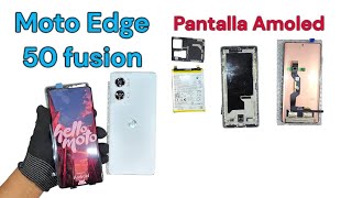 Cambiar pantalla original Moto edge 50 fusión con lector de huella. #display #motoedge50 #pantalla