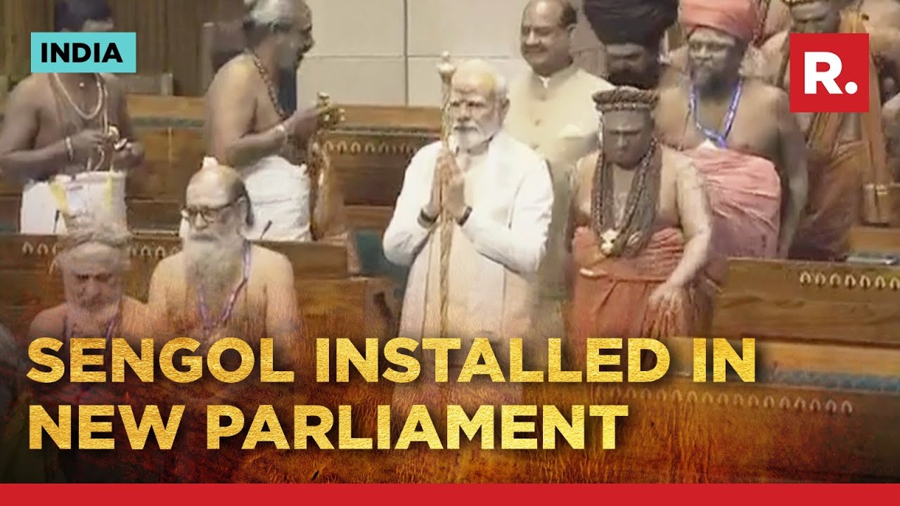 PM Modi installs Sengol in New Parliament after taking blessings from Adheenams
