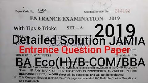 Maths,Reasoning questions, BBA/BA Eco(H)/BComJamia (solved entrance question  paper)2019with tricks