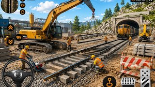 RAILWAY CONSTRUCTION 🚧🚆 | MEGA TRAIN TRACK BUILDING | Heavy Equipment Simulator #gaming #video #jcb  screenshot 3