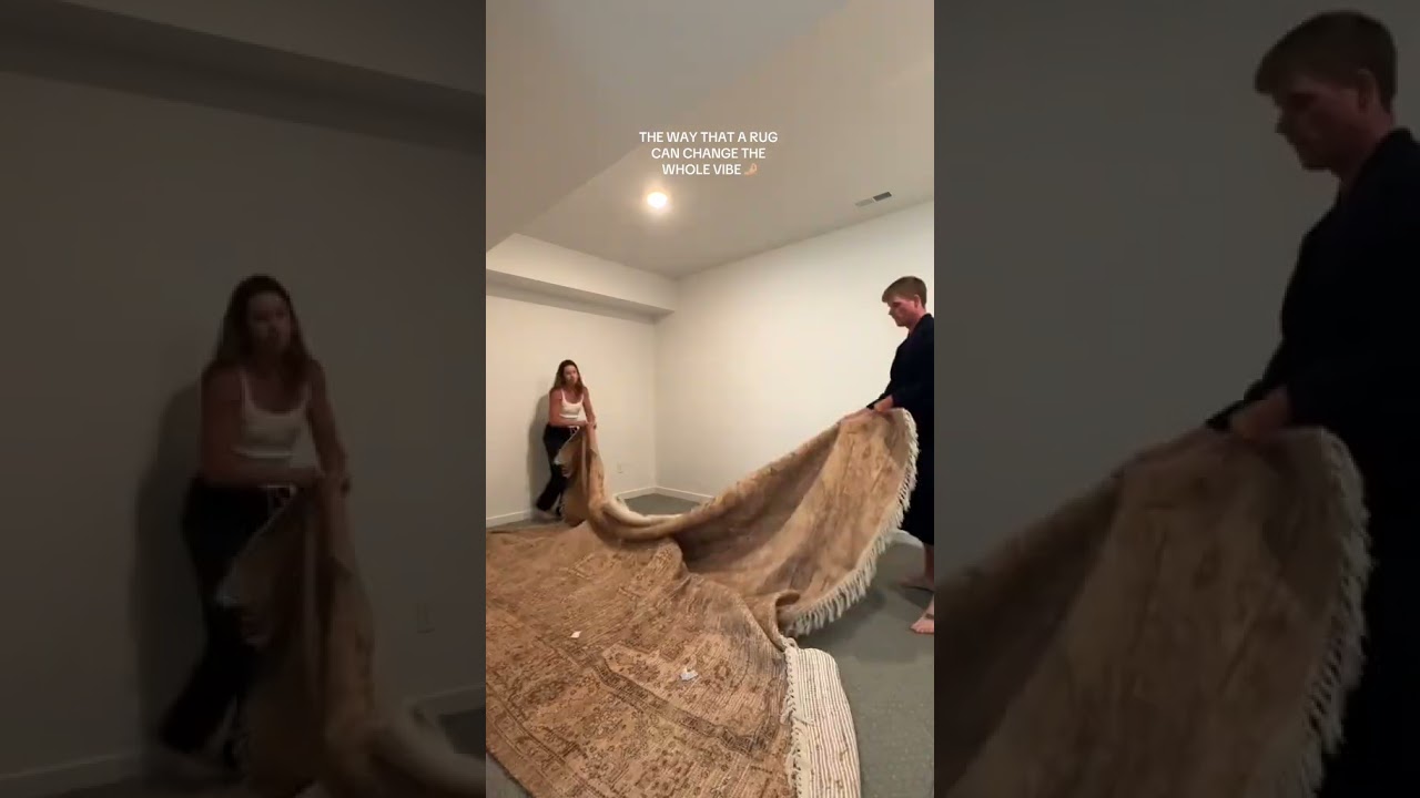 Basement Glow-Up: Swapping to a Chic Neutral Rug! 🏡✨