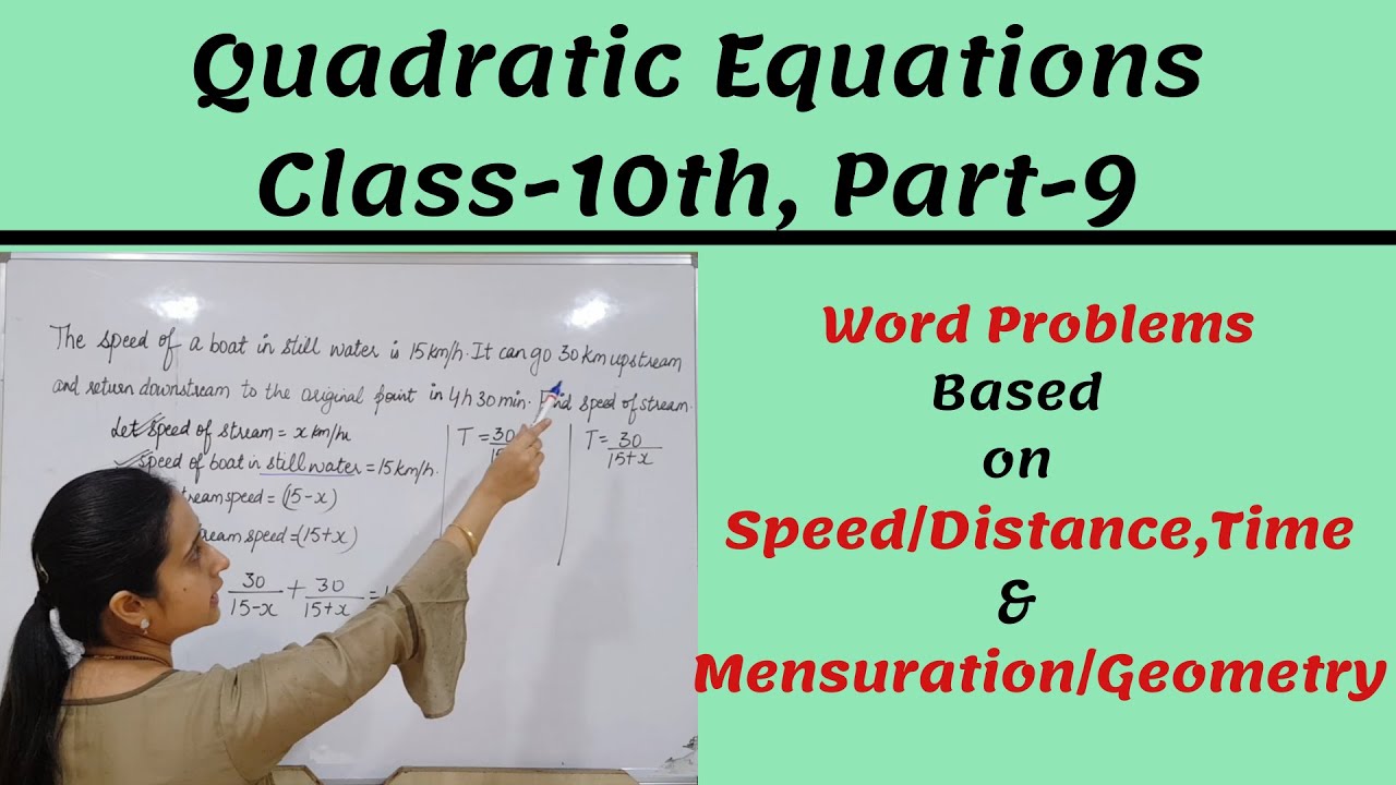 word problem quadratic equation speed