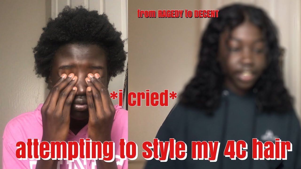 attempting to style my 4C hair *i cried*
