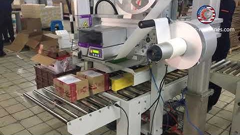 Shipping bill real time printing sticker box top labeling machine labeling video