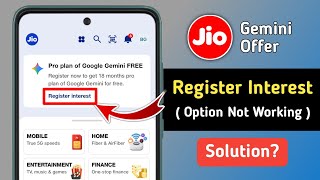 Myjio Gemini Free Offer Register Interest Option Not Working Problem | Gemini Pro Register Interest
