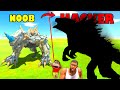 NOOB vs HACKER  ICE TITAN ARK vs SHIMO GODZILLA in Animal Revolt Battle Simulator with SHINCHAN