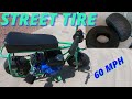 Ultimate street tire installation on the Doodlebug Minibike/Top speed test