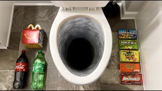 Will it Flush? - Coca Cola vs Mentos, Popular Sodas, Orbeez, M&M's and more in the hole