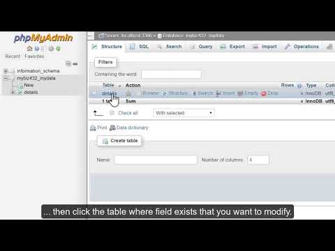 Modifying fields into database tables with phpMyAdmin - HOSTIMUL