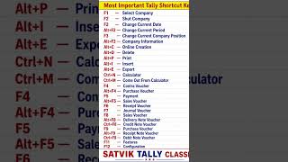 Most Important Tally Shortcut Keys | Tally Prime Shortcuts | Satvik Tally Classes