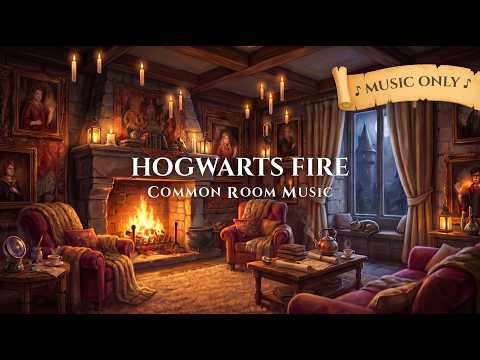 The Gryffindor Common Room at Night 🎧 2 Hours of Pure Wizarding Music for Deep Focus