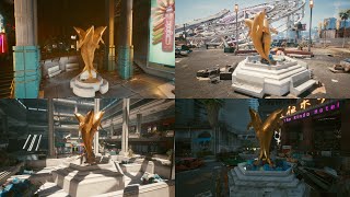 Cyberpunk 2077 every known golden tridolphin statue location