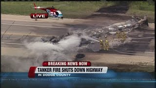 Fiery crash shuts down all lanes of Highway 33 near Horicon