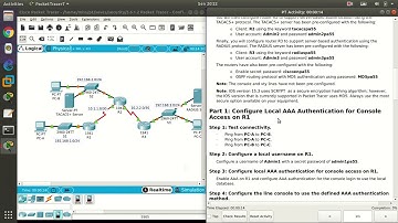 3.6.1.2 Cisco Packet Tracer 7.2 - Configure Local AAA Authentication for Console Access