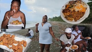 Fry Chicken | Stew fish cook down in coconut milk | rice & peas | for my New Jersey Guest