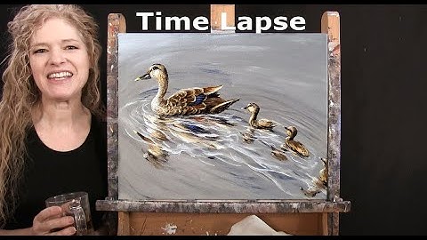 TIME LAPSE - Leer hoe je "EENDEN OP EEN RIJ" schildert met acrylverf - Stap-voor-stap tutorial vo...