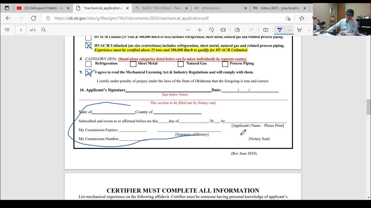 Oklahoma HVAC journeyman and contractor application for CIB YouTube
