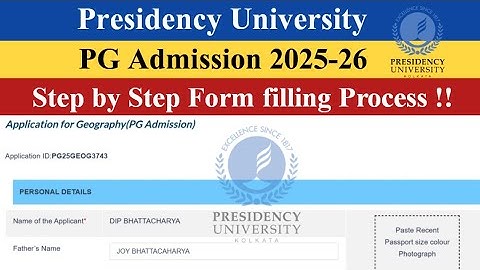 Presidency University Step by Step Form filling Process 💻 • PG Admission 2025-26 🛑🛑