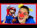 Super Mario Run toy & Funny Clown | Super Mario vs Wild Animals Bear Crocodile Tiger Elephant Monkey