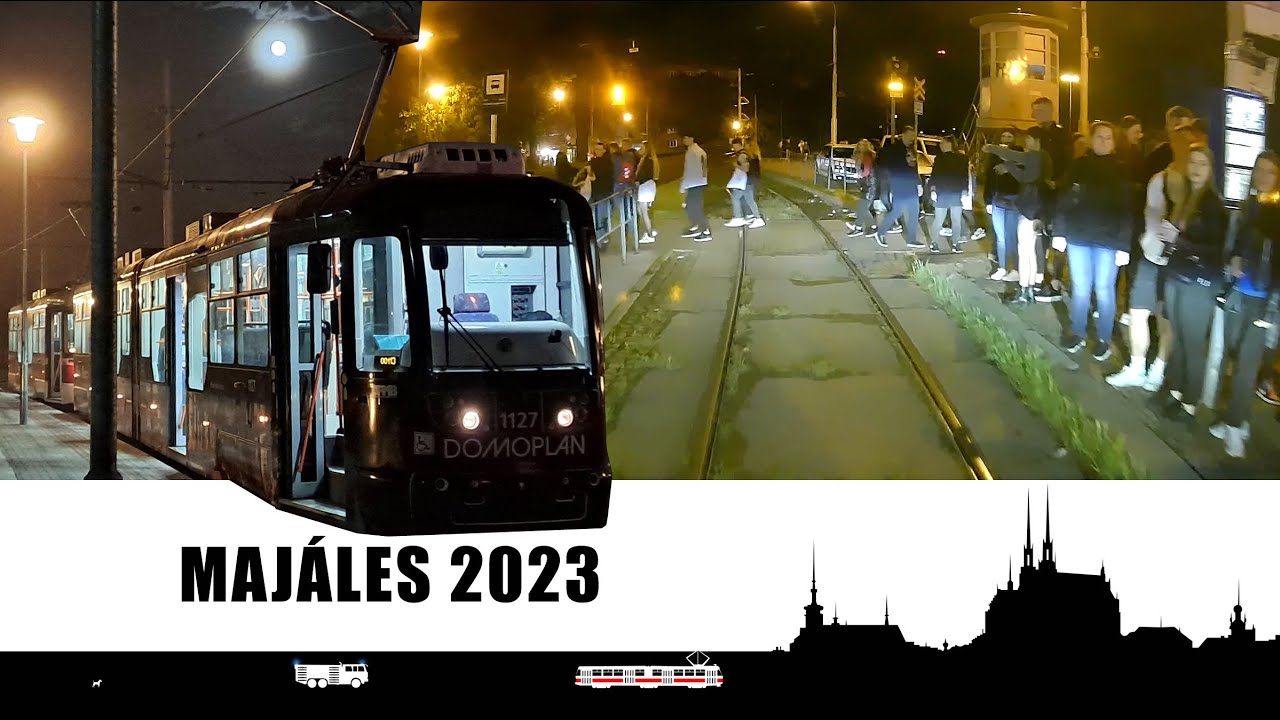 Prodloužená šichta - půlnoční svoz z Majálesu 🚋 Cab view tram Brno